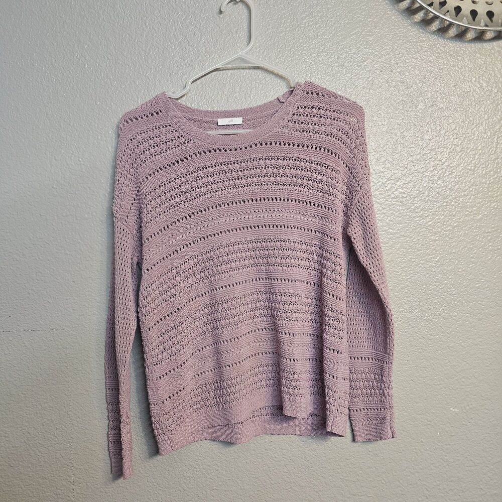 J. Jill Womens Large Mauve Pink Open Knit Sweater Long Sleeve Casuual Chic GG826